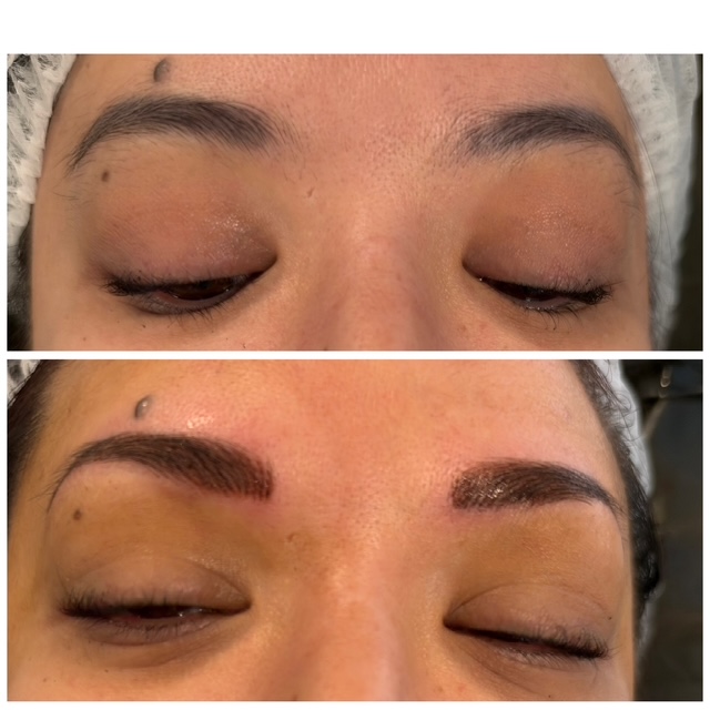 Powder brow before and after comparison