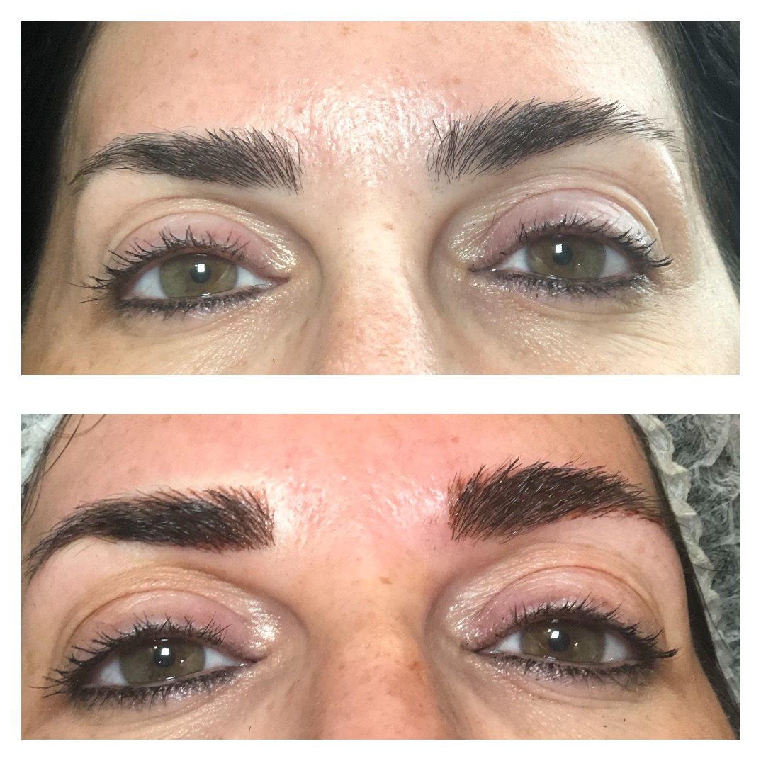 Eyebrow microblading before and after result